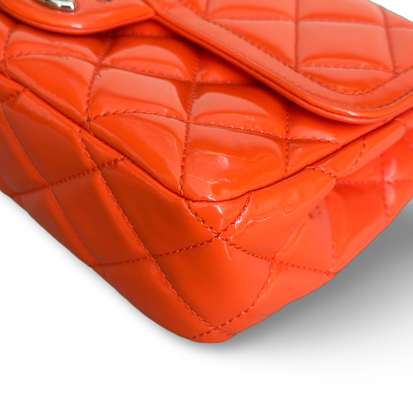 Chanel Classic Patent Small Single Flap - SHW / Orange
