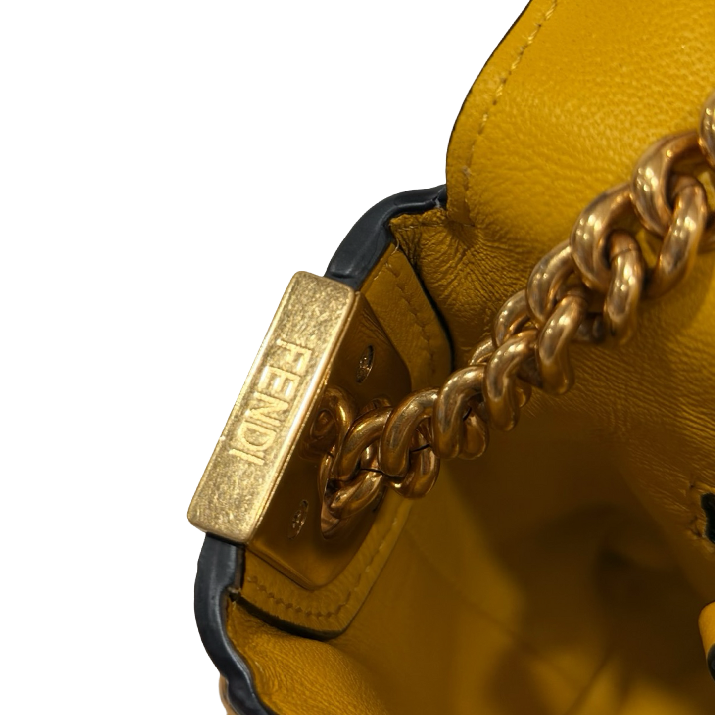 Fendi Small Zucca Embossed Baguette Bag - GHW / Yellow