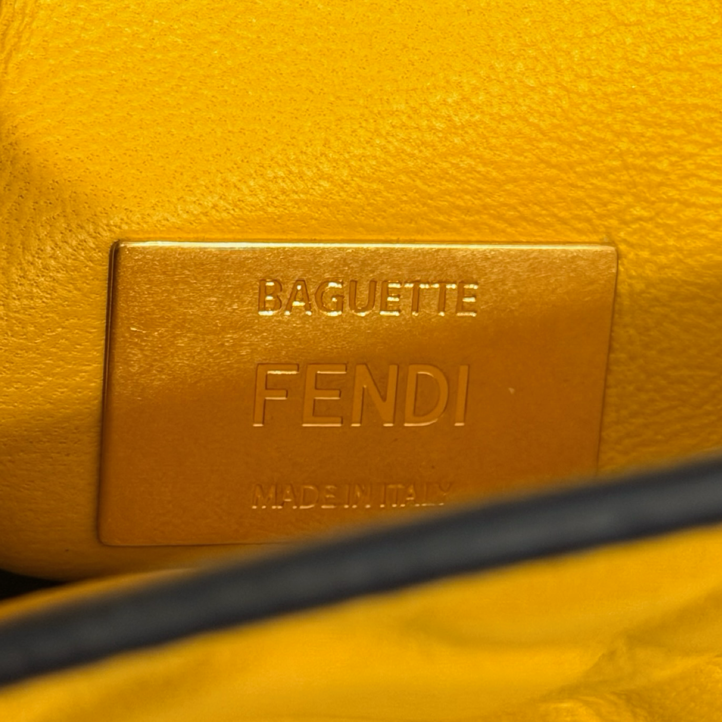 Fendi Small Zucca Embossed Baguette Bag - GHW / Yellow