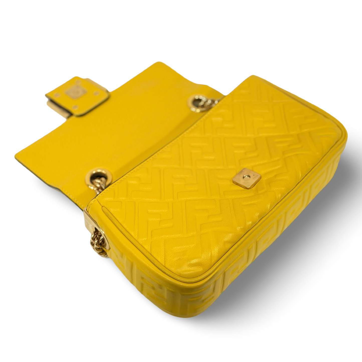 Fendi Small Zucca Embossed Baguette Bag - GHW / Yellow