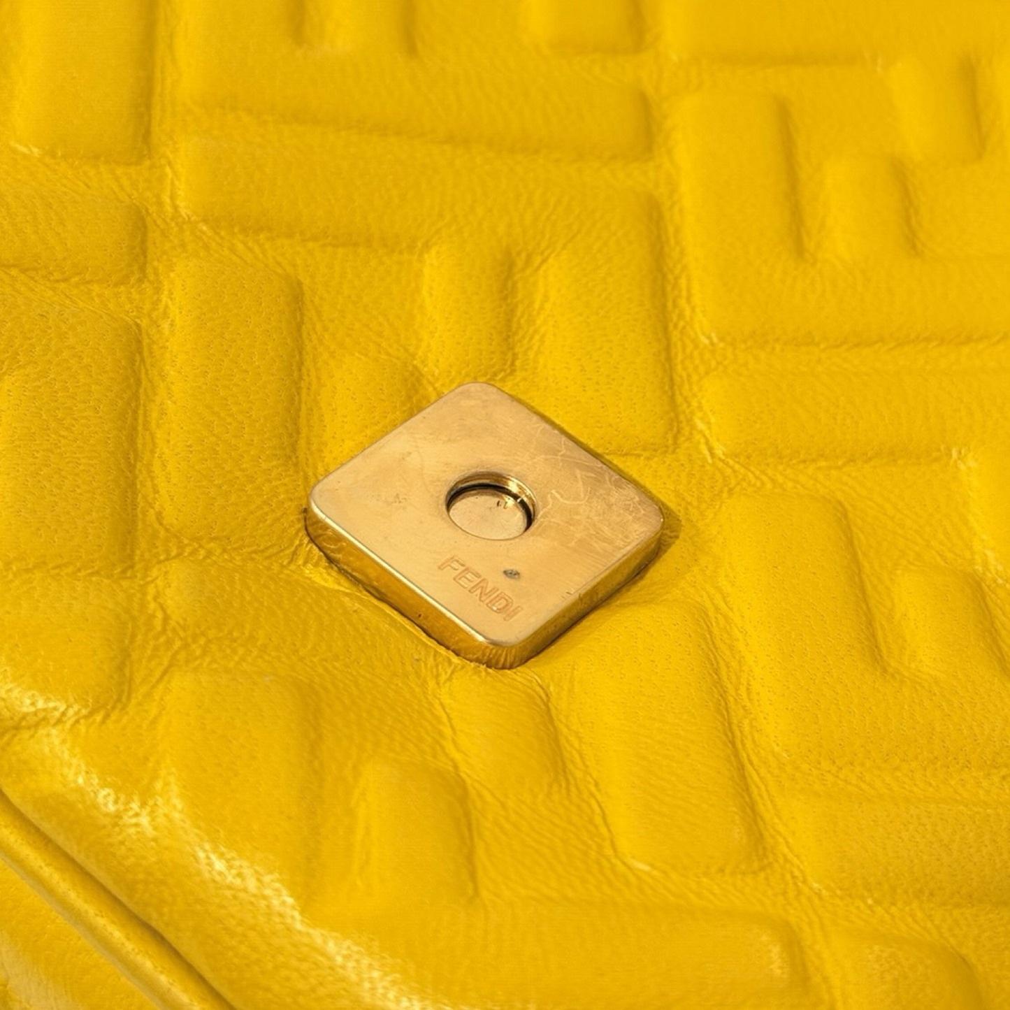 Fendi Small Zucca Embossed Baguette Bag - GHW / Yellow