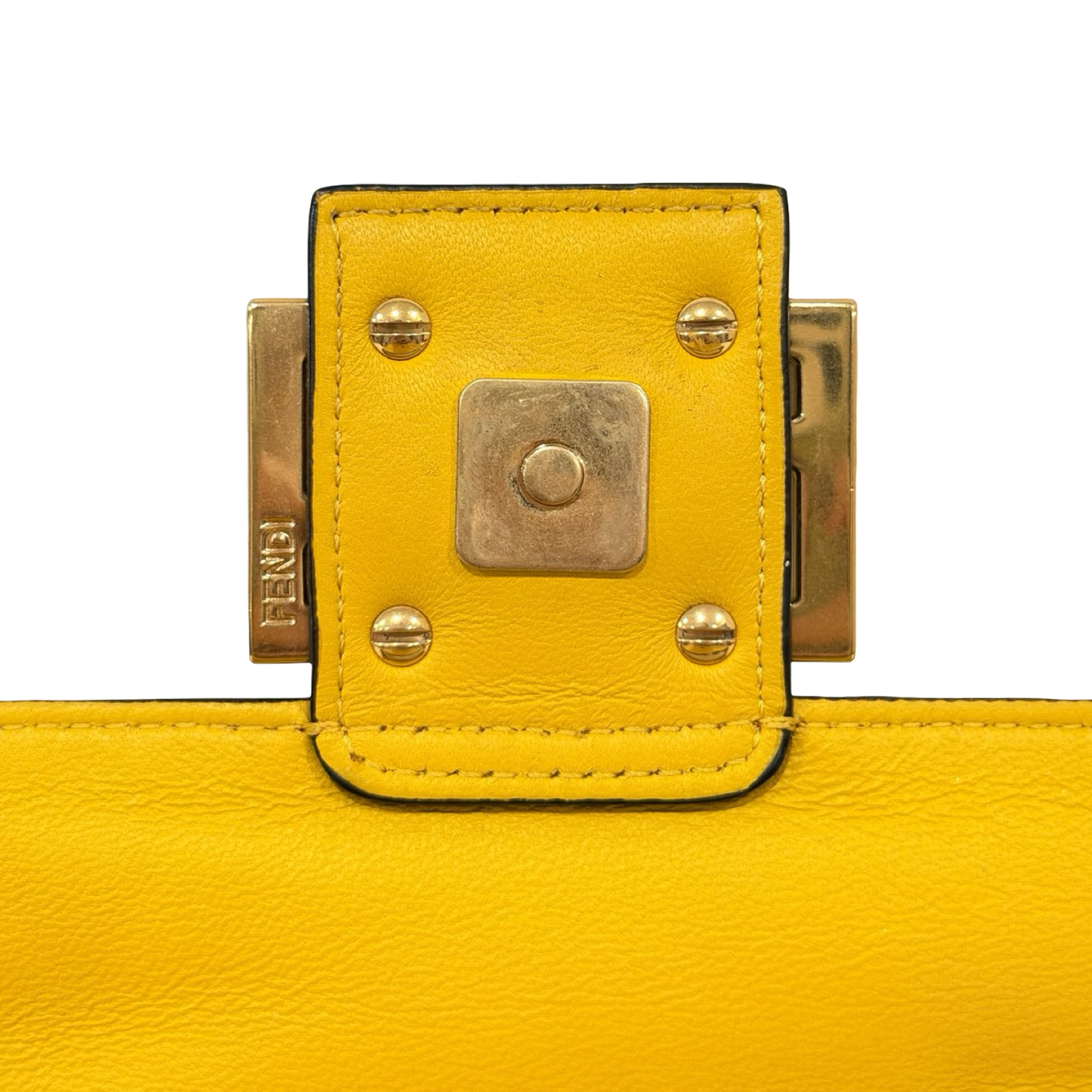 Fendi Small Zucca Embossed Baguette Bag - GHW / Yellow