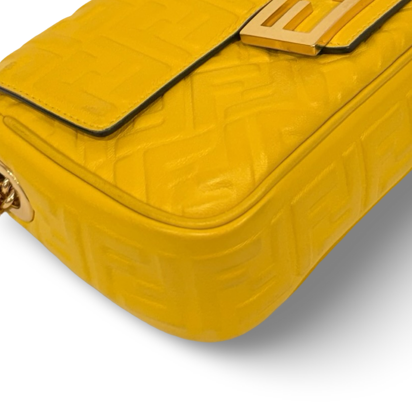 Fendi Small Zucca Embossed Baguette Bag - GHW / Yellow