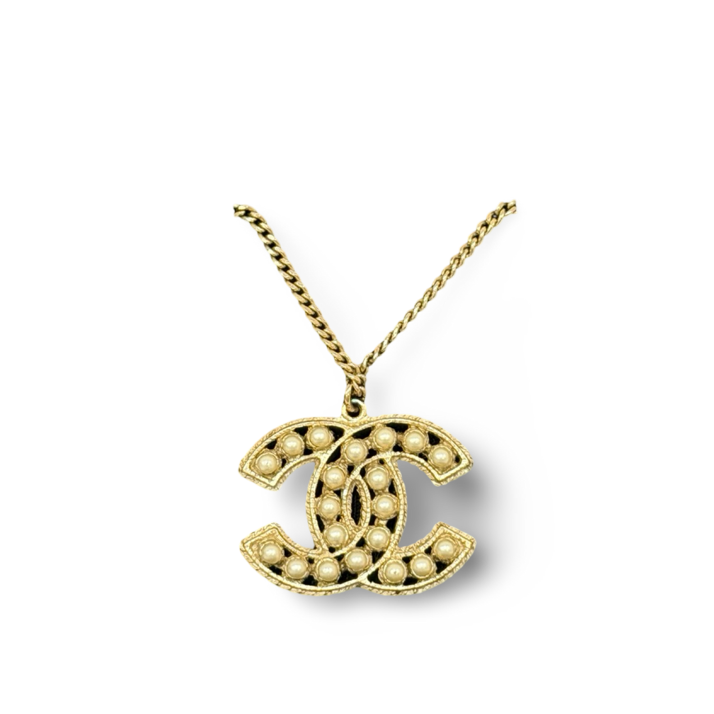Chanel CC Pearl Logo Necklace - GHW / Pearl
