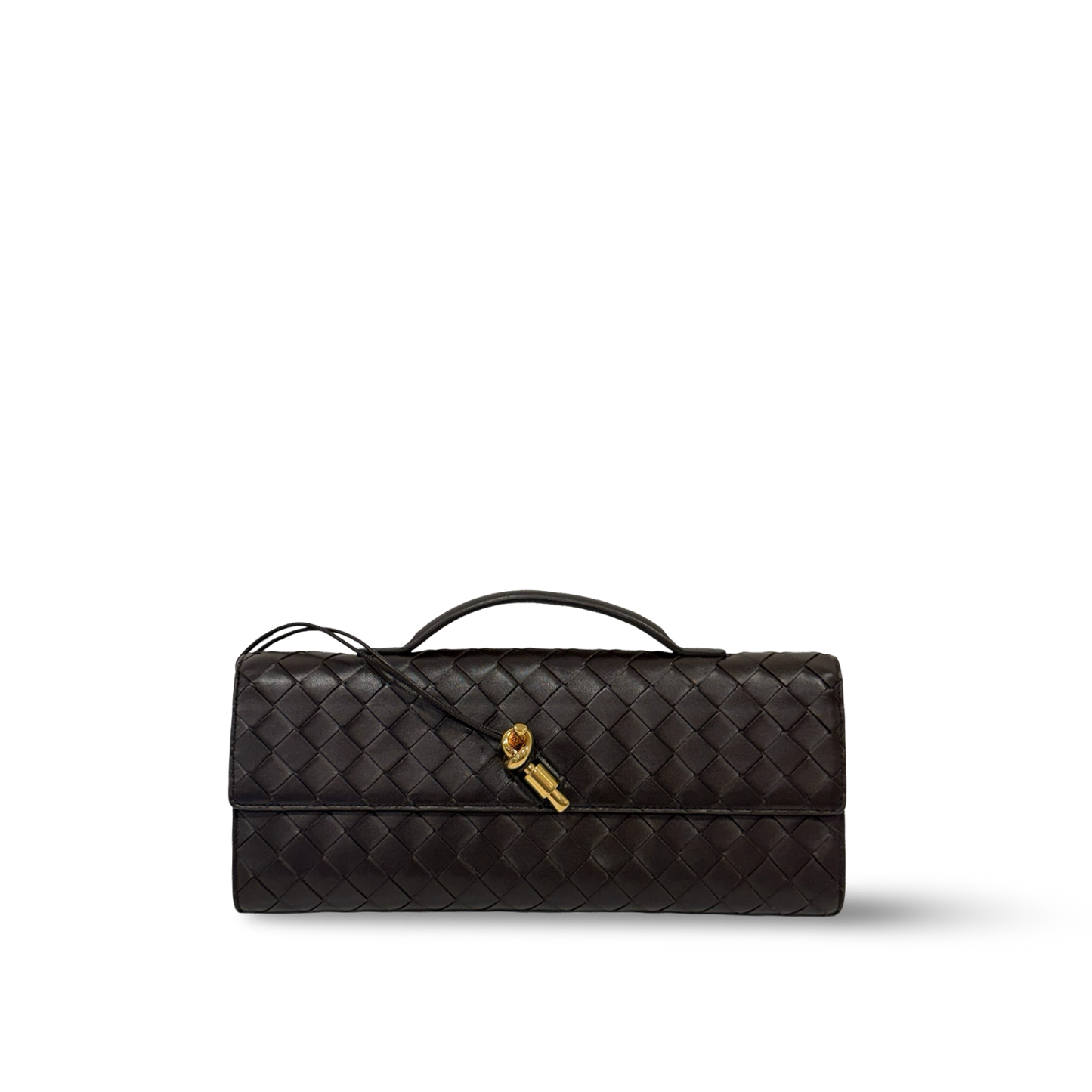 Bottega Veneta Andiamo Clutch - GHW / Chocolate