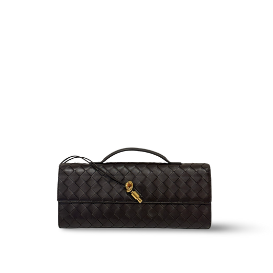 Bottega Veneta Andiamo Clutch - GHW / Chocolate