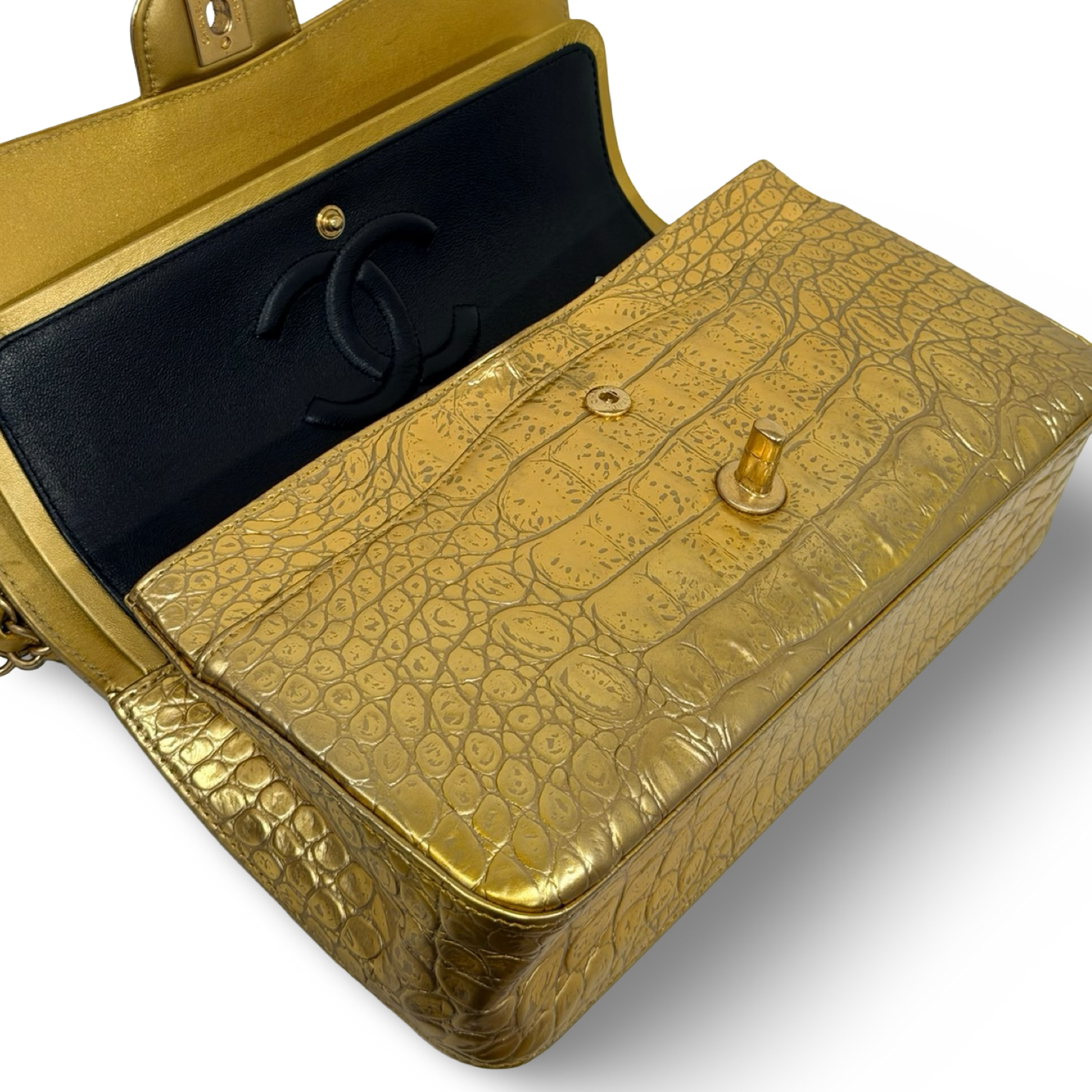 Chanel Crocodile Embossed Double Flap Bag - GHW / Gold