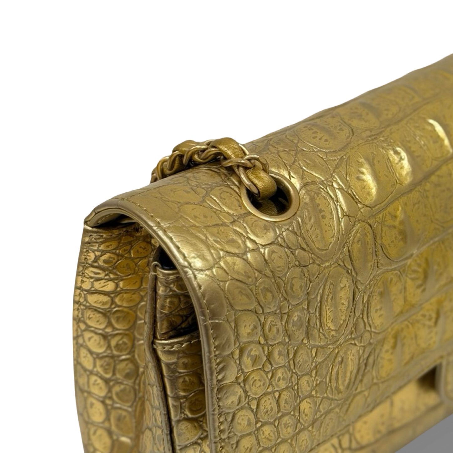 Chanel Crocodile Embossed Double Flap Bag - GHW / Gold