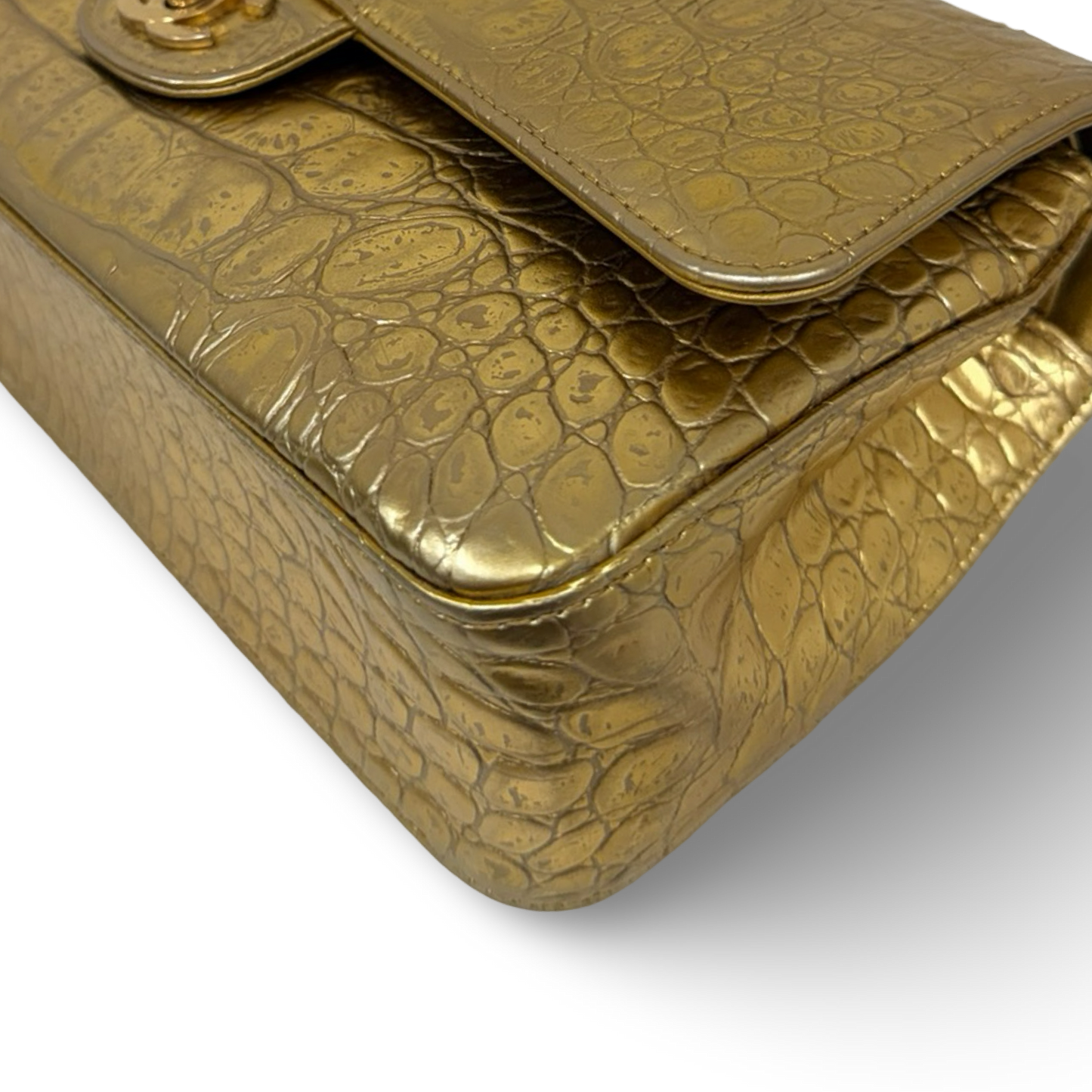 Chanel Crocodile Embossed Double Flap Bag - GHW / Gold