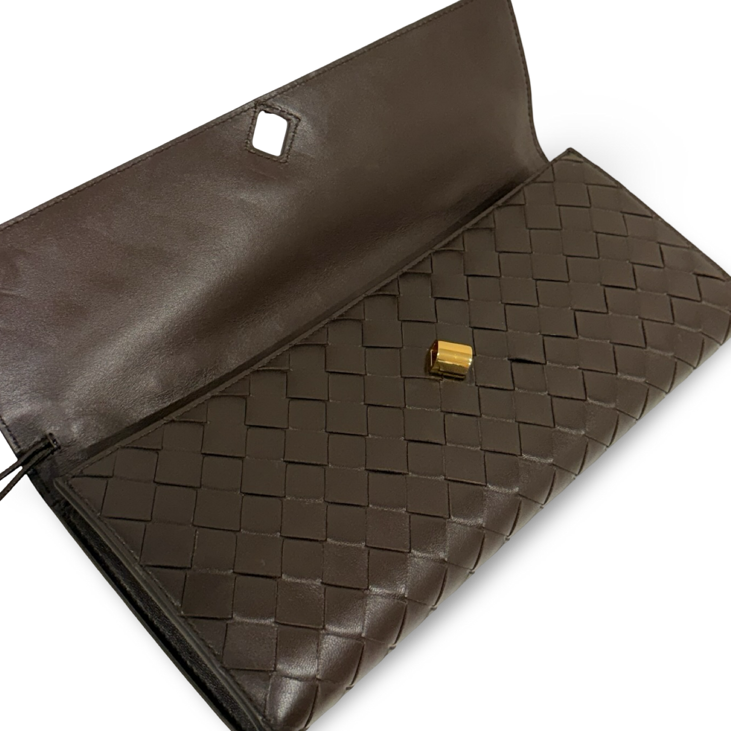 Bottega Veneta Andiamo Clutch - GHW / Chocolate