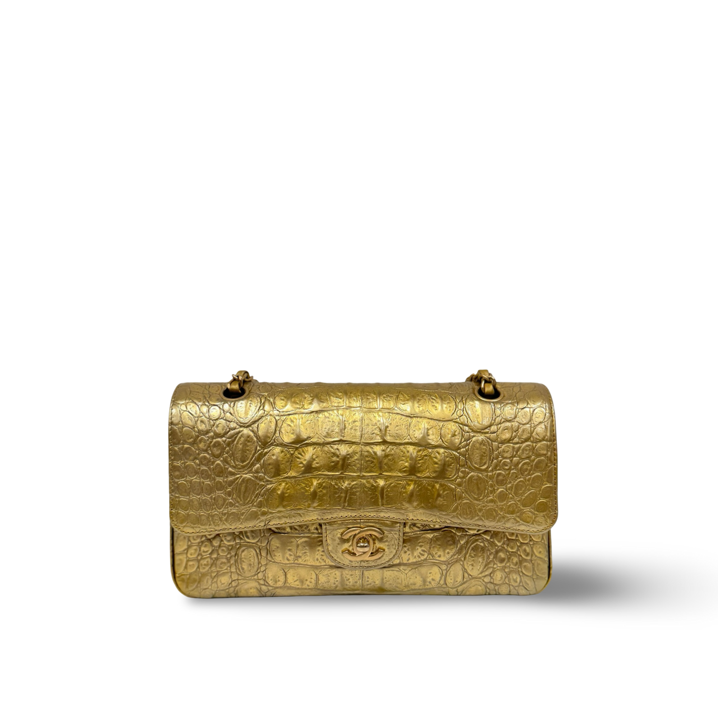 Chanel Crocodile Embossed Double Flap Bag - GHW / Gold
