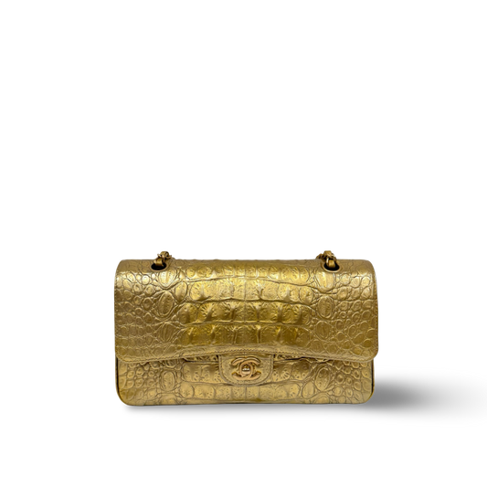 Chanel Crocodile Embossed Double Flap Bag - GHW / Gold