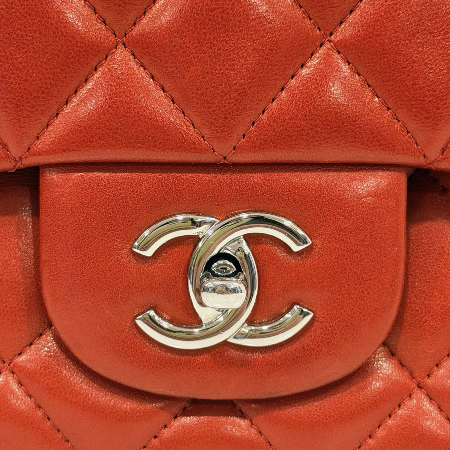 Chanel Quileted Lambskin Jumbo Single Flap - GHW / Red