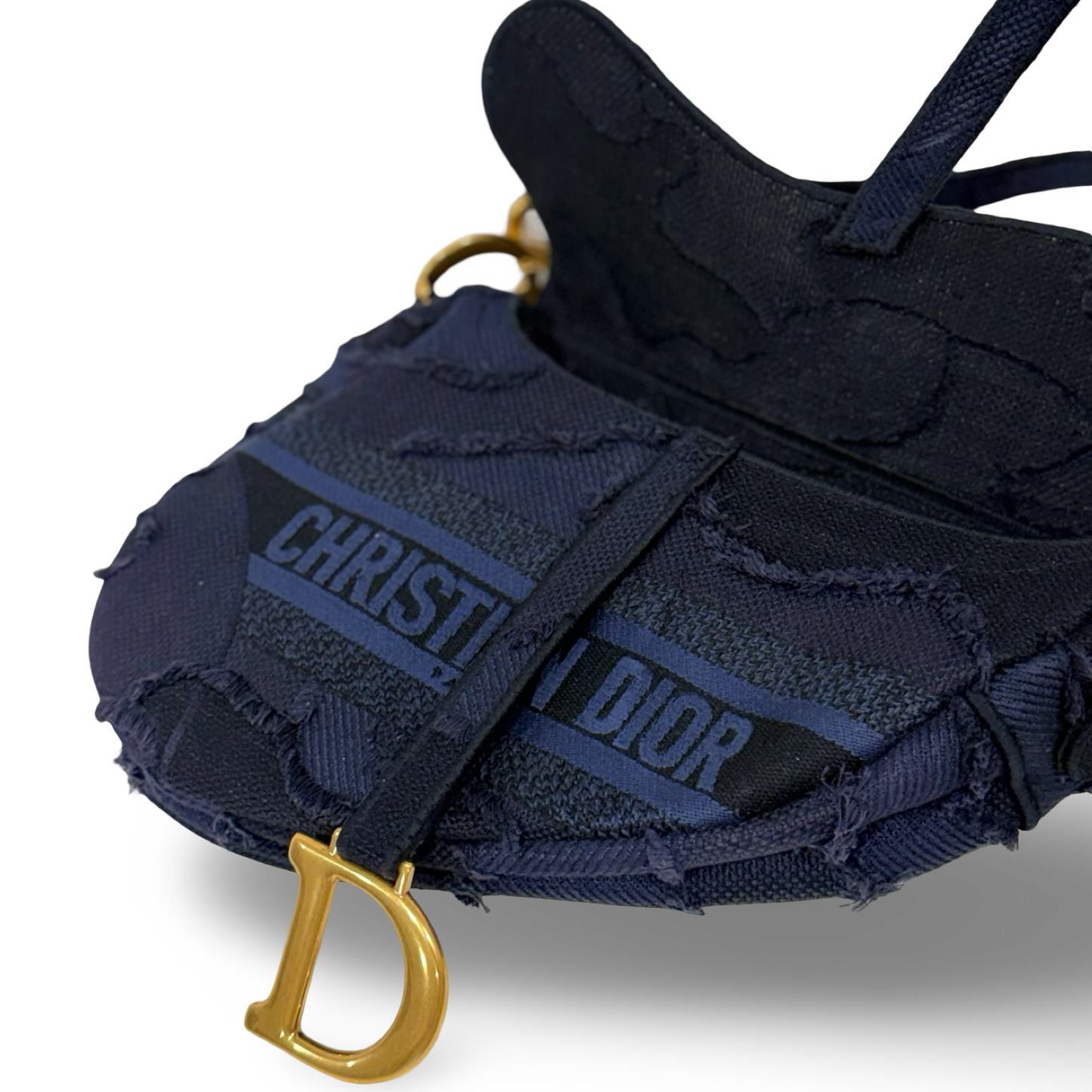 Dior Denim Medium Saddle Bag - GHW / Blue