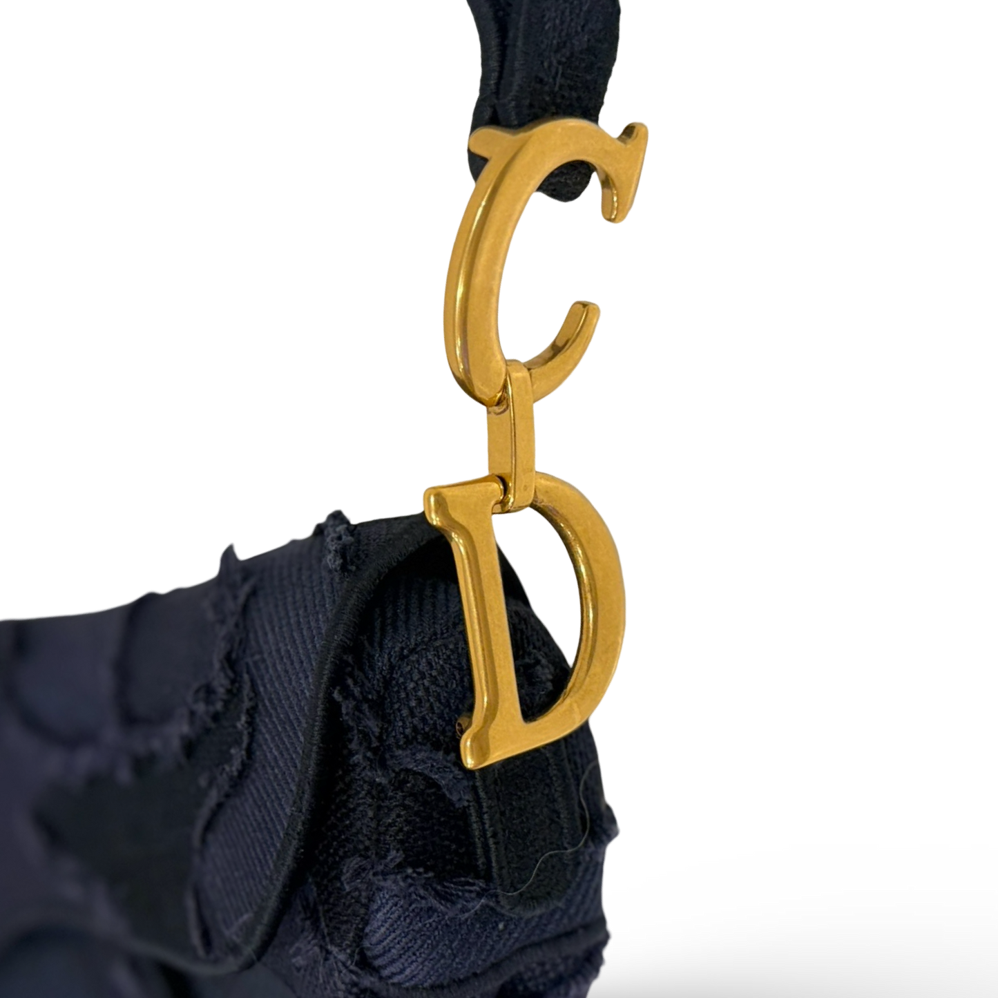 Dior Denim Medium Saddle Bag - GHW / Blue