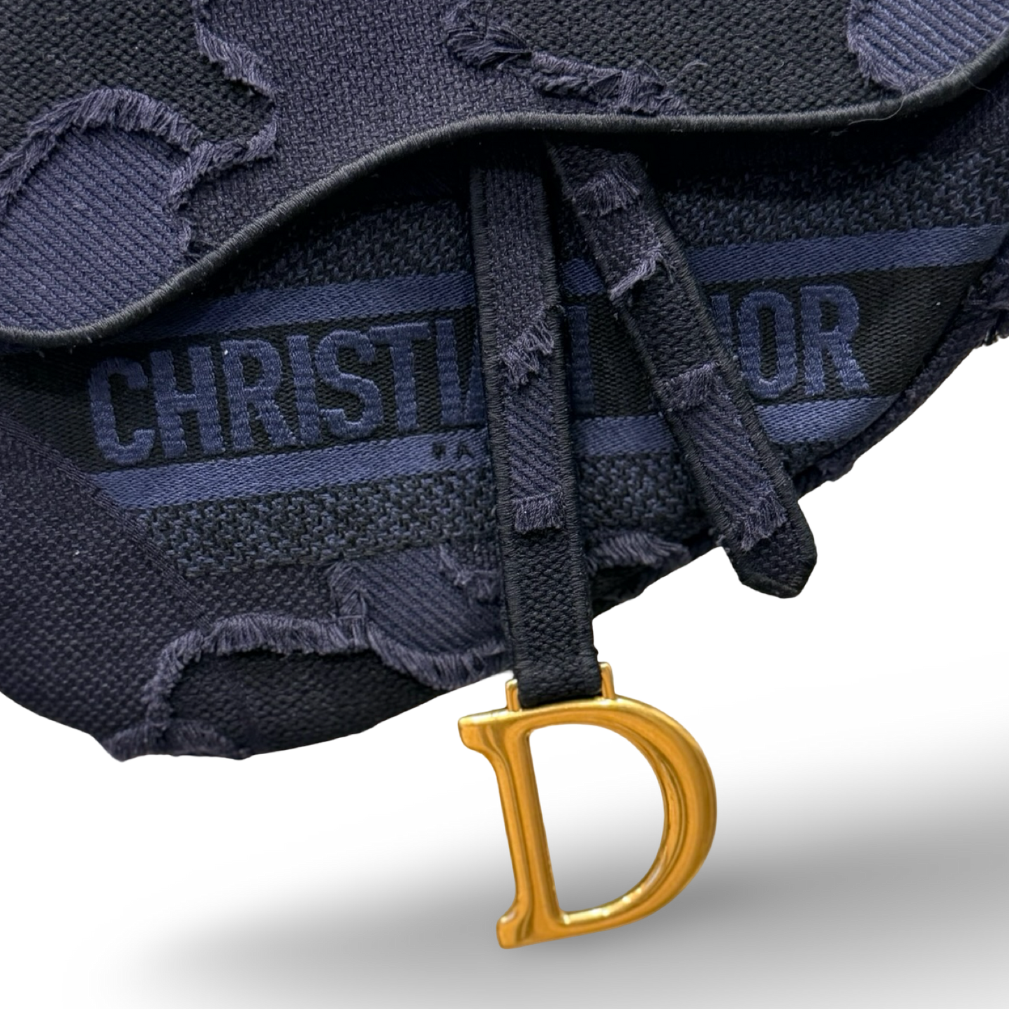 Dior Denim Medium Saddle Bag - GHW / Blue