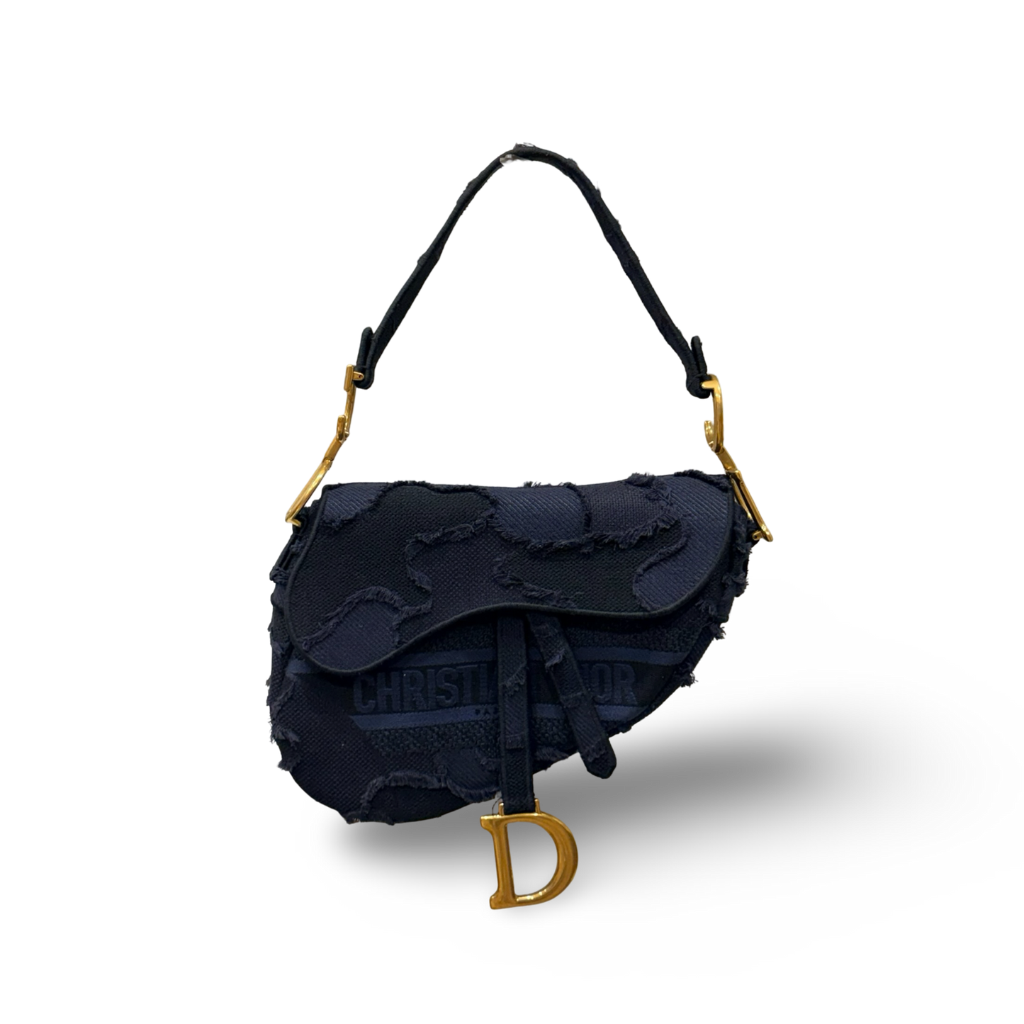 Dior Denim Medium Saddle Bag - GHW / Blue