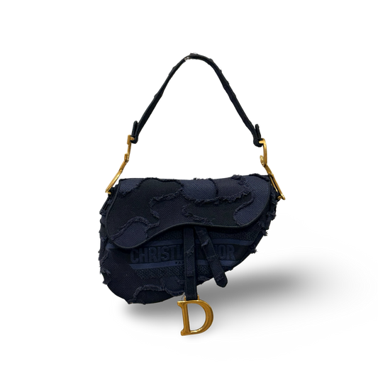 Dior Denim Medium Saddle Bag - GHW / Blue