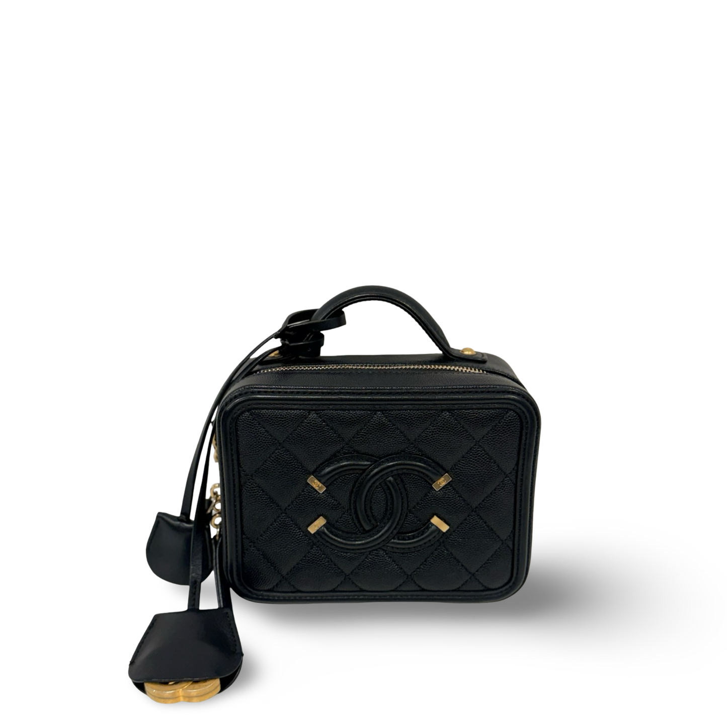 Chanel Quitled Caviar Small Vanity Case - GHW / Black