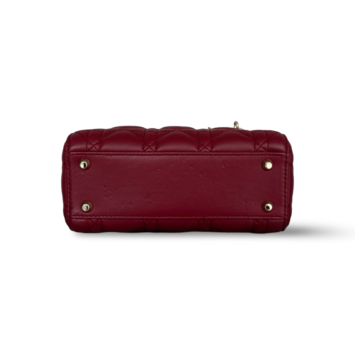 Dior Cannage Lambskin Mini Lady Bag - Gold / Red