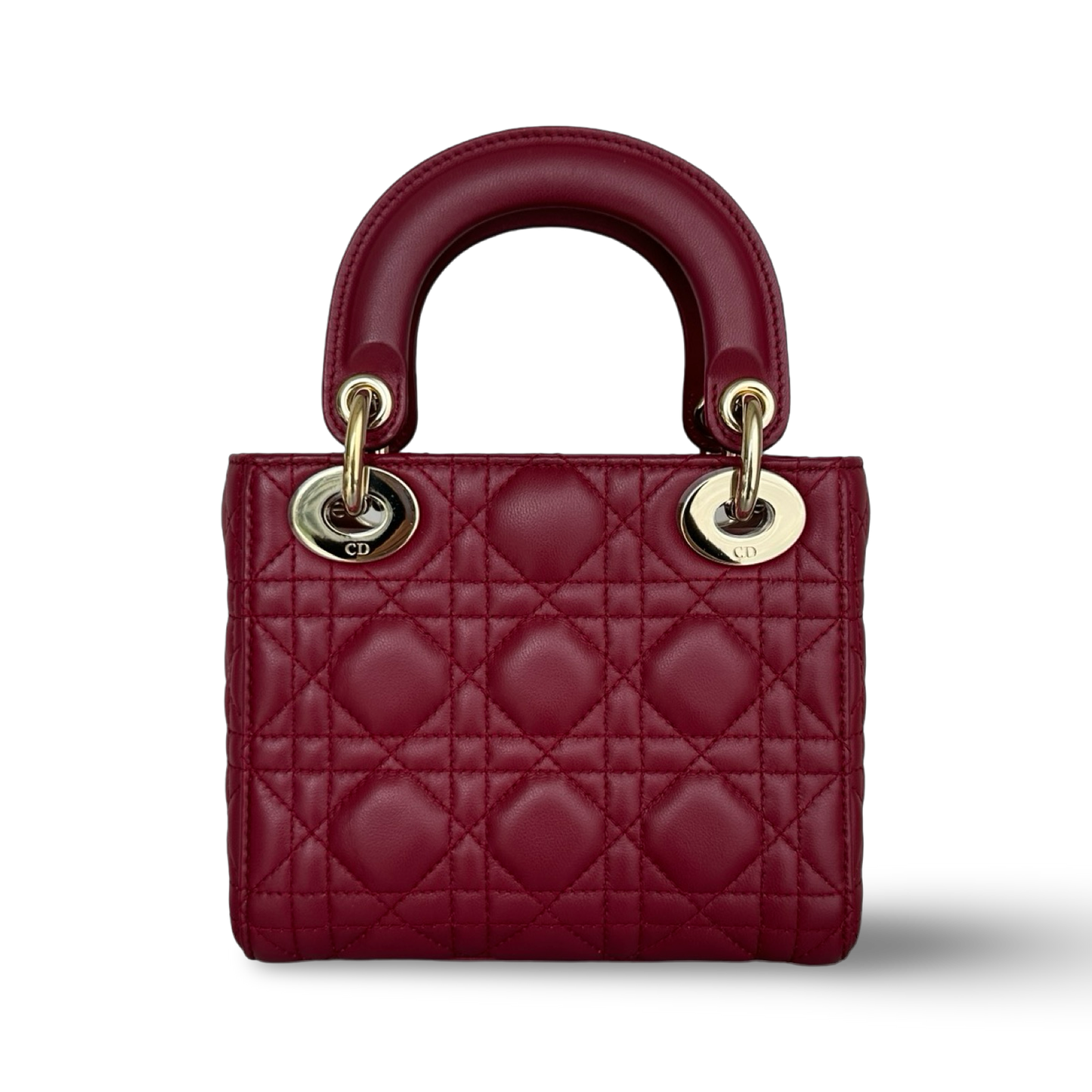 Dior Cannage Lambskin Mini Lady Bag - Gold / Red