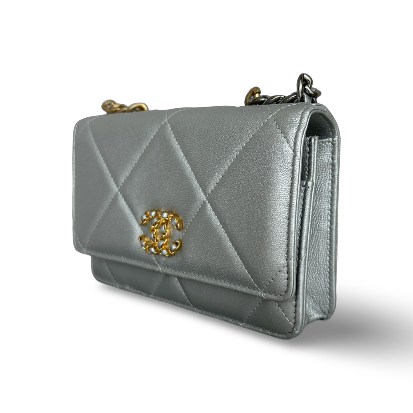 Chanel Quilted Lambskin 19 WOC - Gold and Silver Hardware Silver