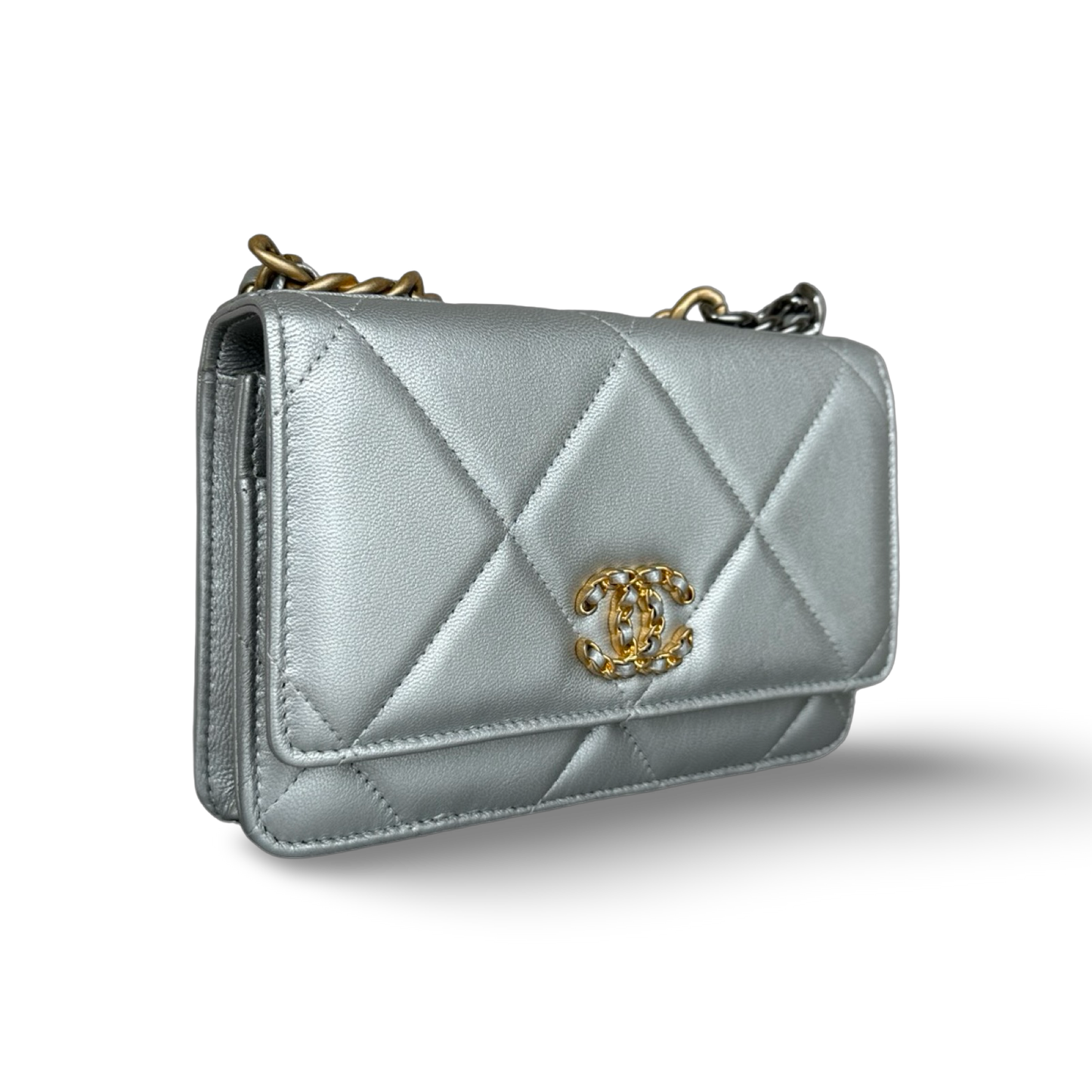 Chanel Quilted Lambskin 19 WOC - Gold and Silver Hardware Silver