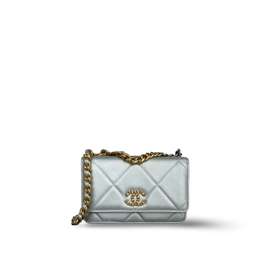 Chanel Quilted Lambskin 19 WOC - Gold and Silver Hardware Silver