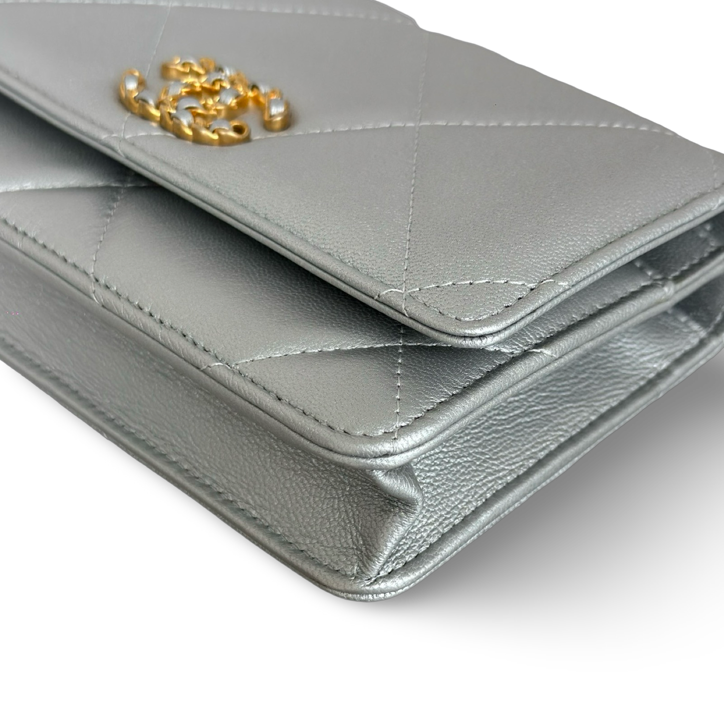 Chanel Quilted Lambskin 19 WOC - Gold and Silver Hardware Silver