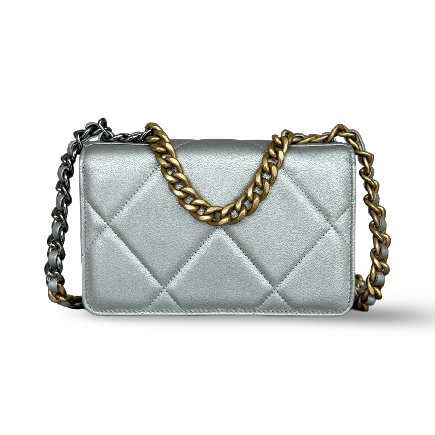 Chanel Quilted Lambskin 19 WOC - Gold and Silver Hardware Silver