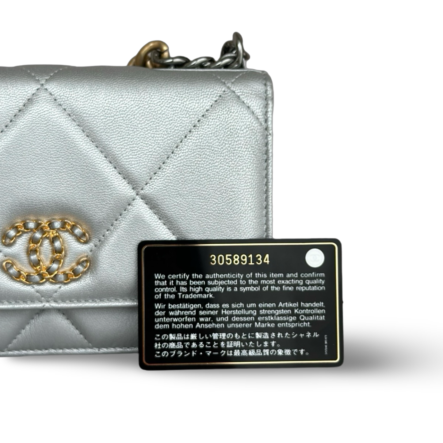 Chanel Quilted Lambskin 19 WOC - Gold and Silver Hardware Silver