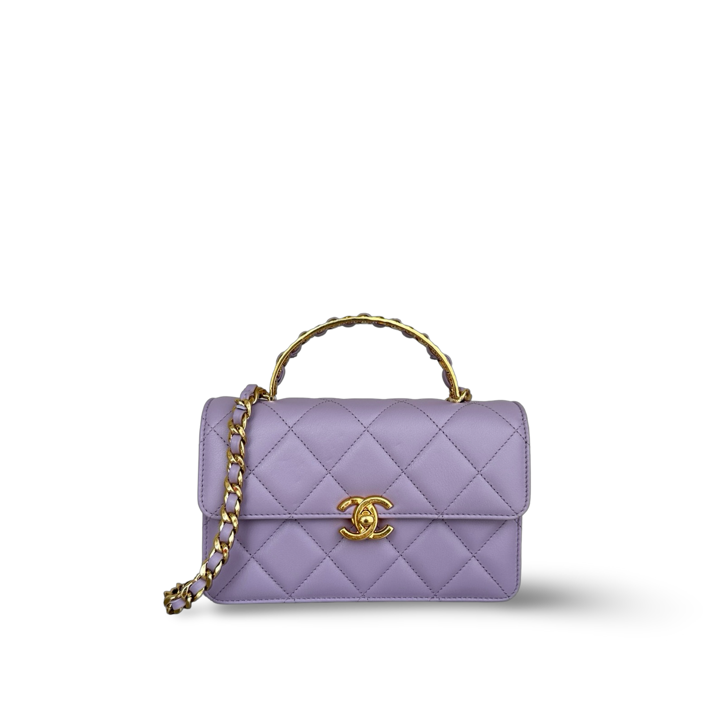 Chanel Classic Lambskin 24A Top handle Small Flap - GHW / Light Purple