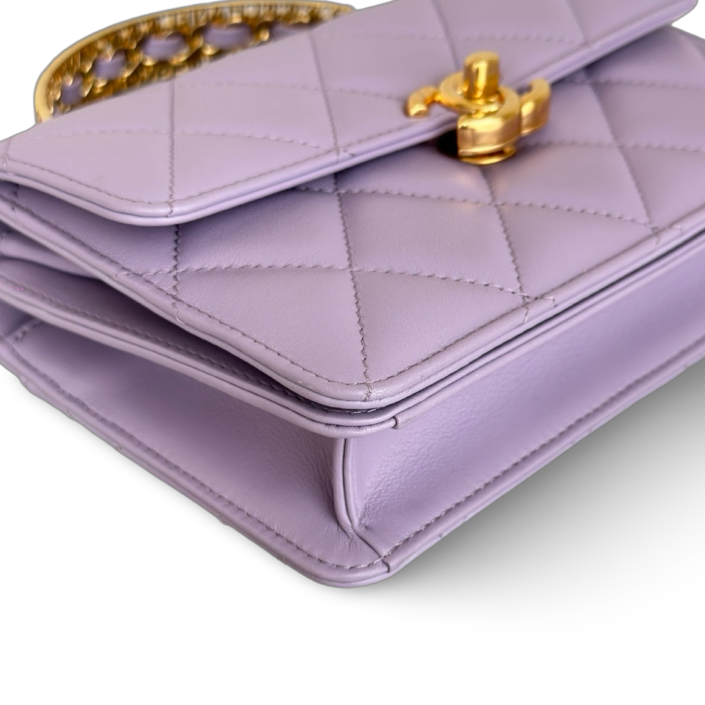 Chanel Classic Lambskin 24A Top handle Small Flap - GHW / Light Purple