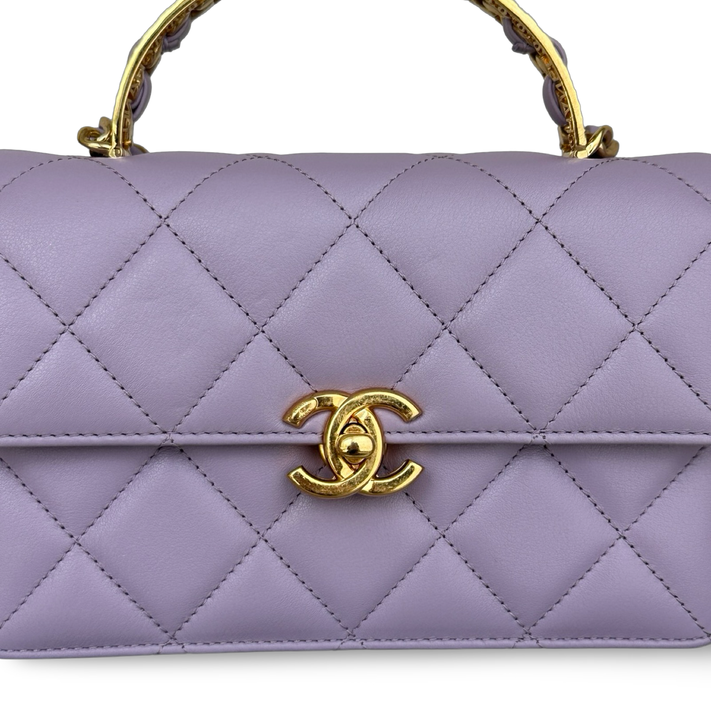 Chanel Classic Lambskin 24A Top handle Small Flap - GHW / Light Purple