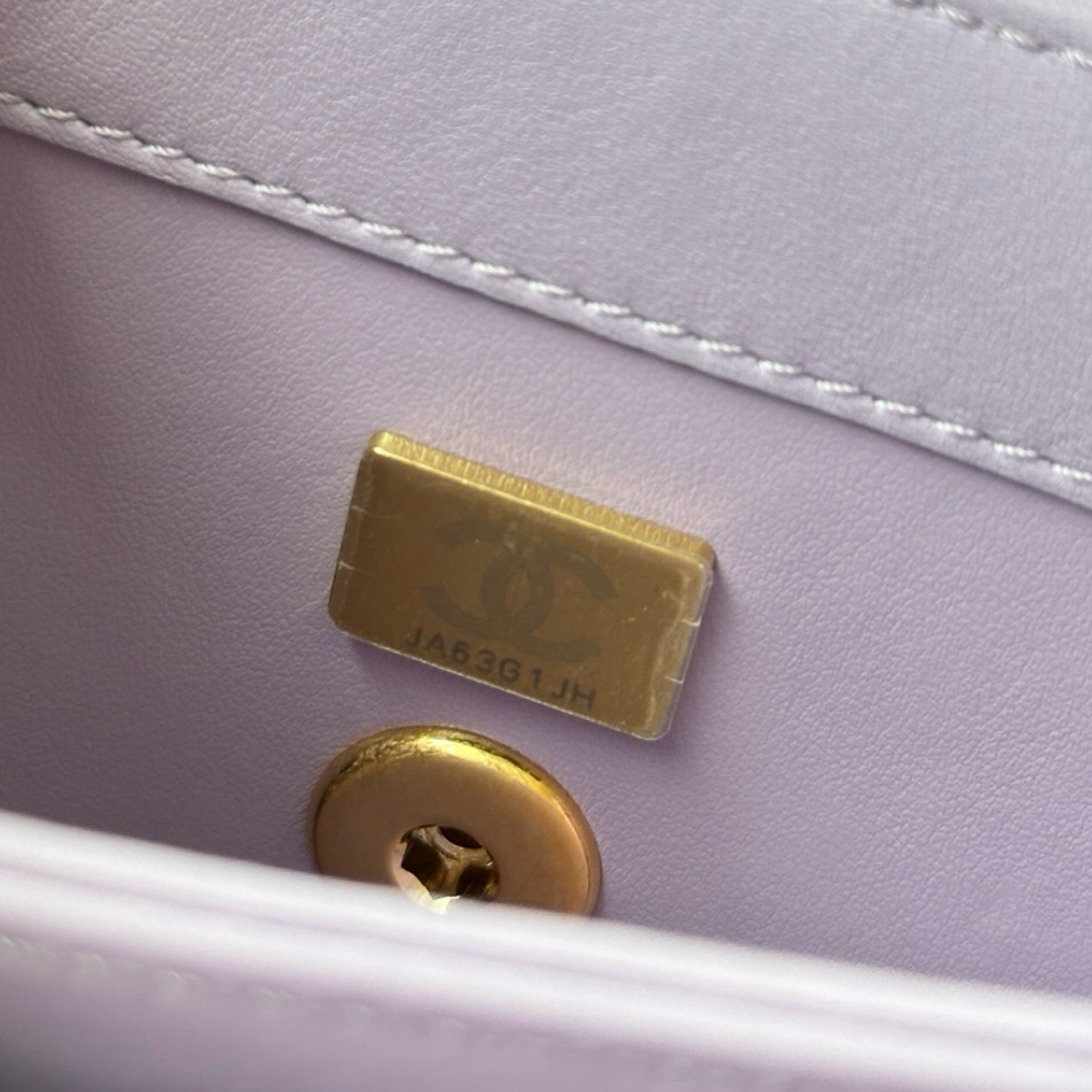 Chanel Classic Lambskin 24A Top handle Small Flap - GHW / Light Purple