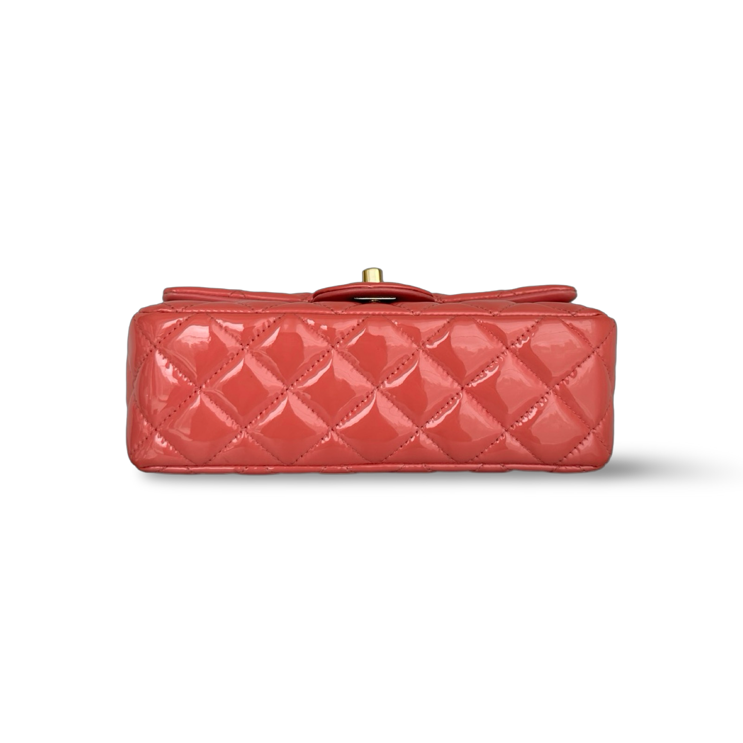 Chanel Classic Patent Rectangular Mini Single Flap - SHW / Peach Pink