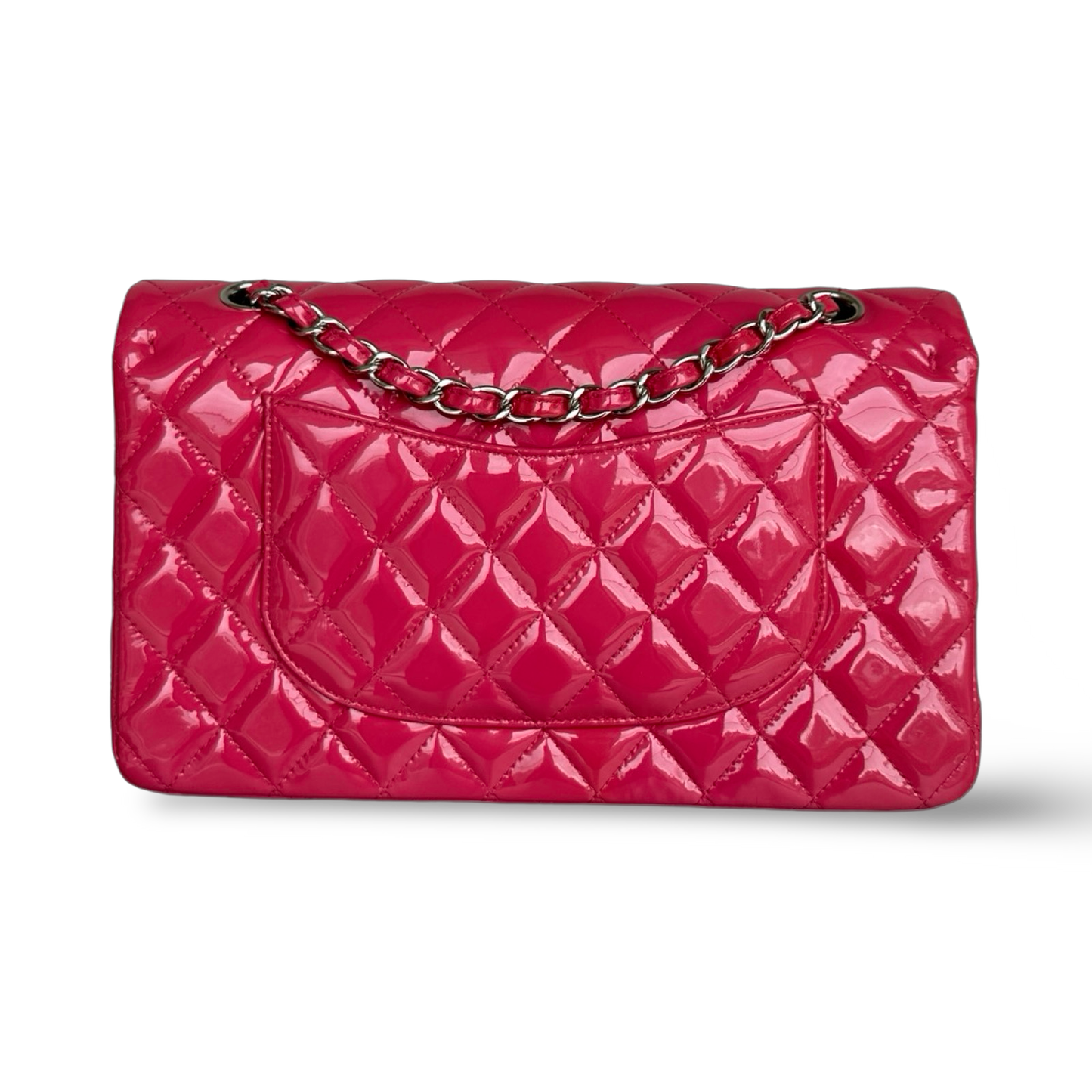 Chanel Quilted Patent Medium Double Flap - SHW / Pink