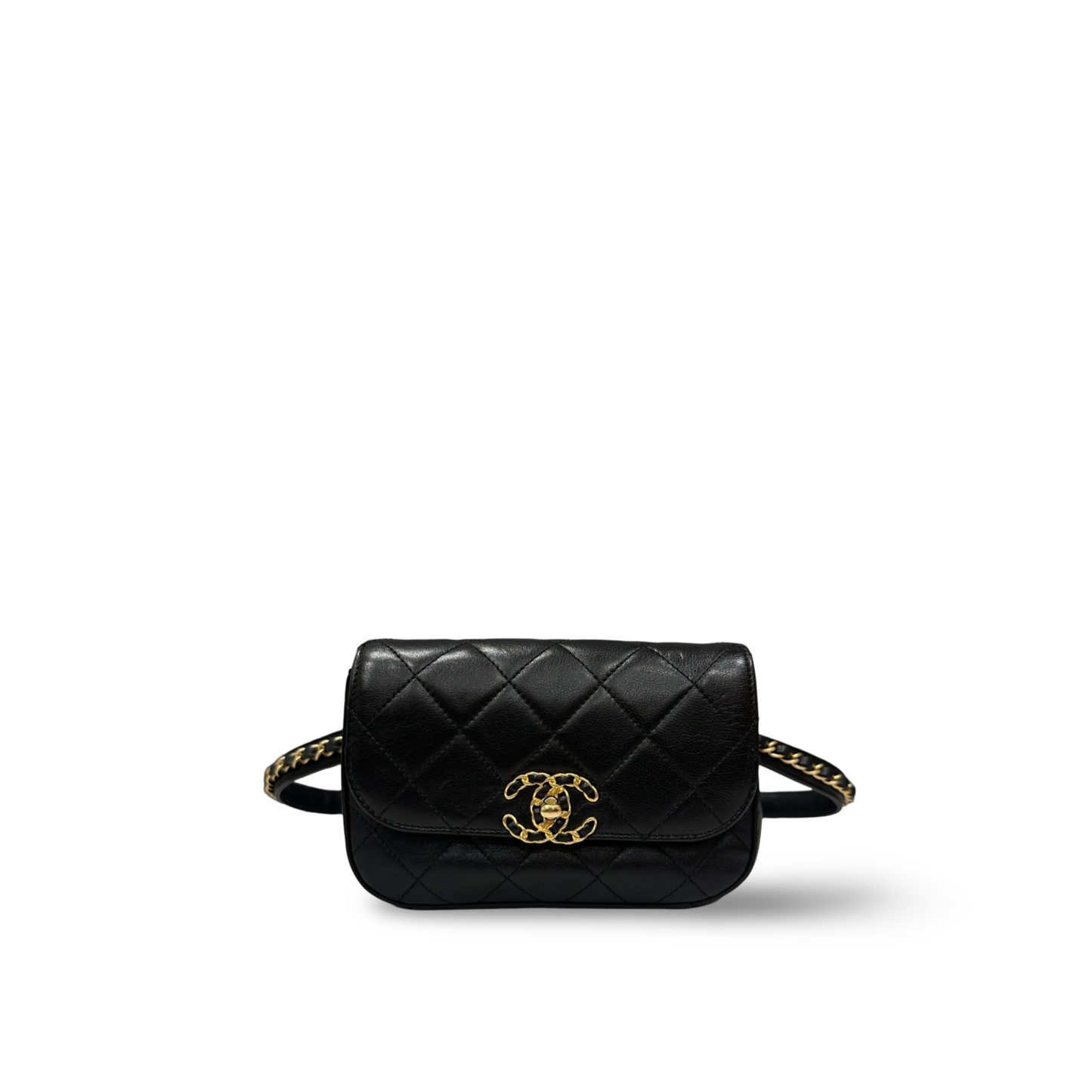 Chanel Quilted Lambskin 19 Bag Waist Pouch - GHW / Black