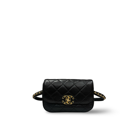 Chanel Quilted Lambskin 19 Bag Waist Pouch - GHW / Black