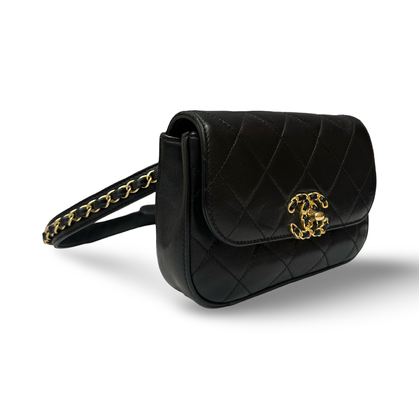 Chanel Quilted Lambskin 19 Bag Waist Pouch - GHW / Black