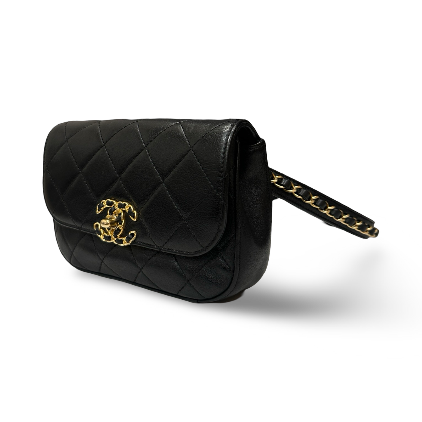 Chanel Quilted Lambskin 19 Bag Waist Pouch - GHW / Black
