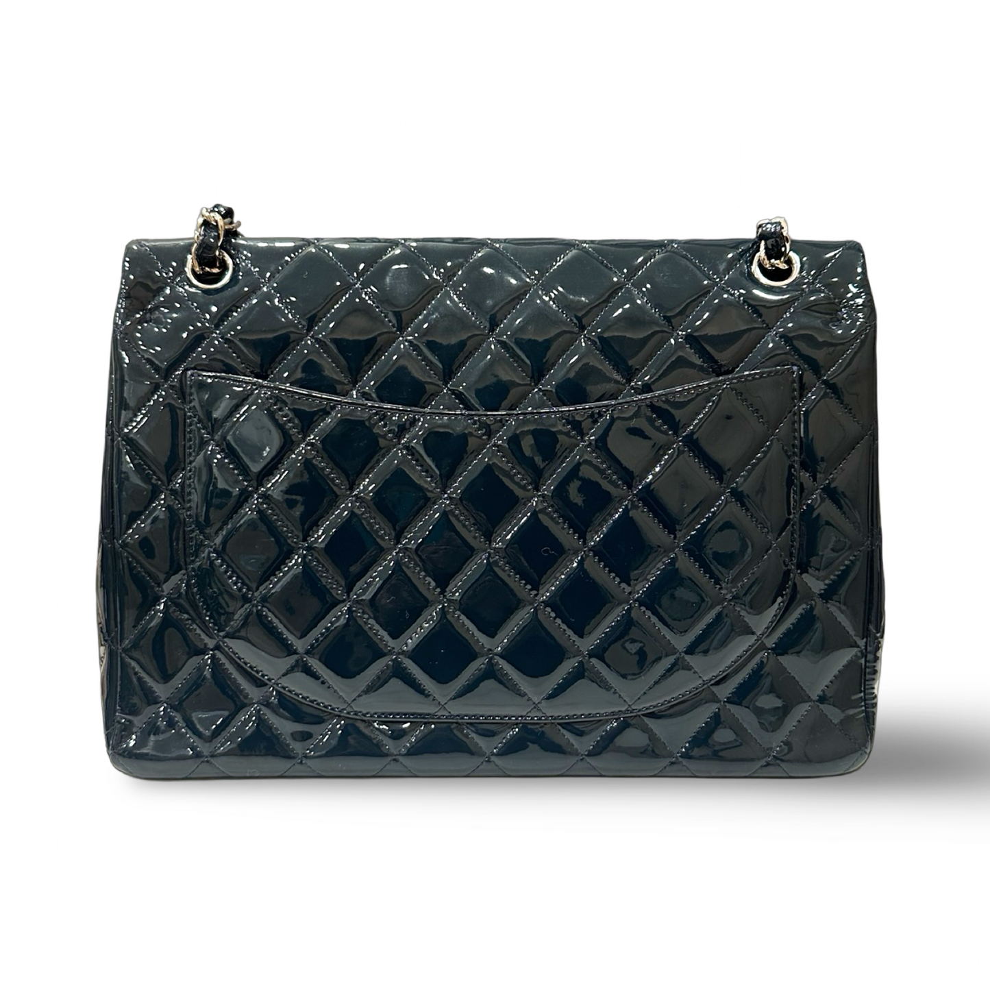 Chanel Classic Patent Maxi Double Flap - Dark Green Blue