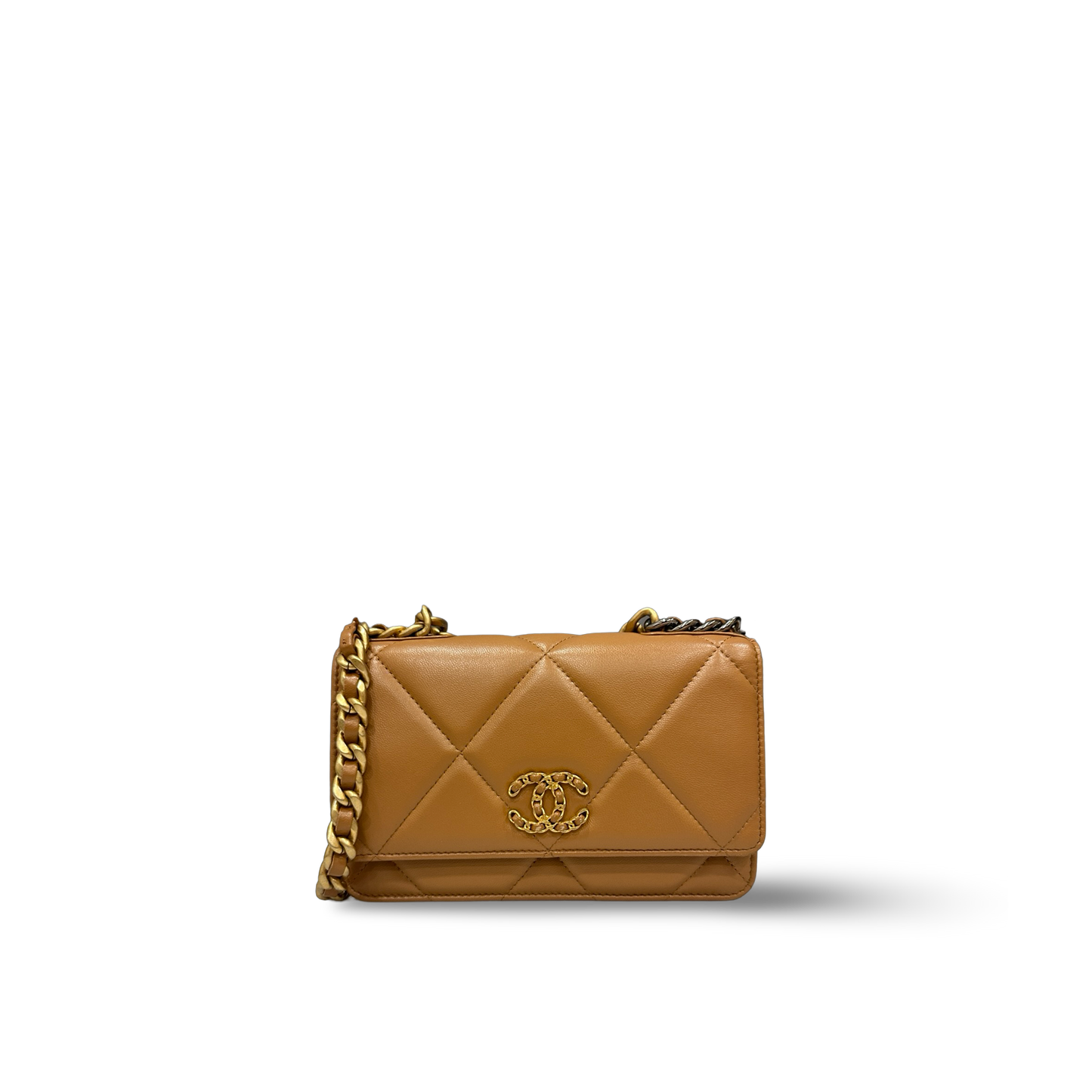 Chanel Quilted Lambskin 19 WOC - Gold and Silver Hardware Caramel