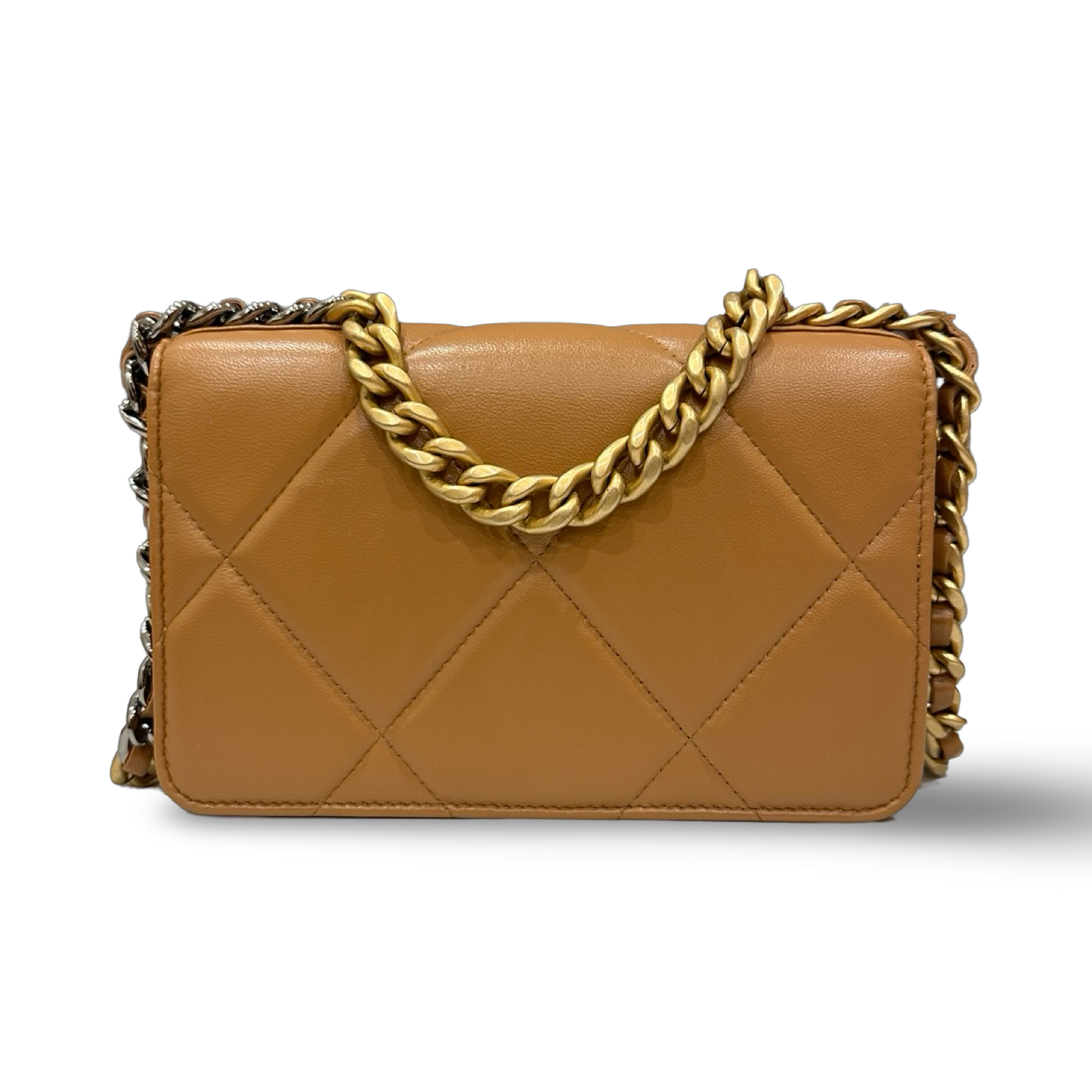 Chanel Quilted Lambskin 19 WOC - Gold and Silver Hardware Caramel