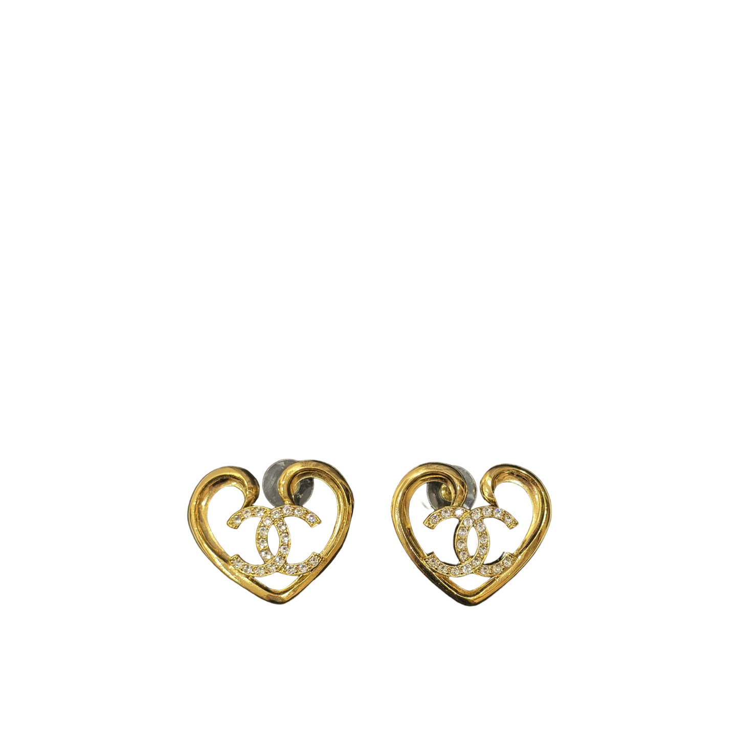 Chanel Heart Earrings - Gold