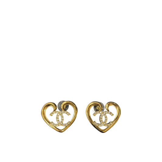 Chanel Heart Earrings - Gold