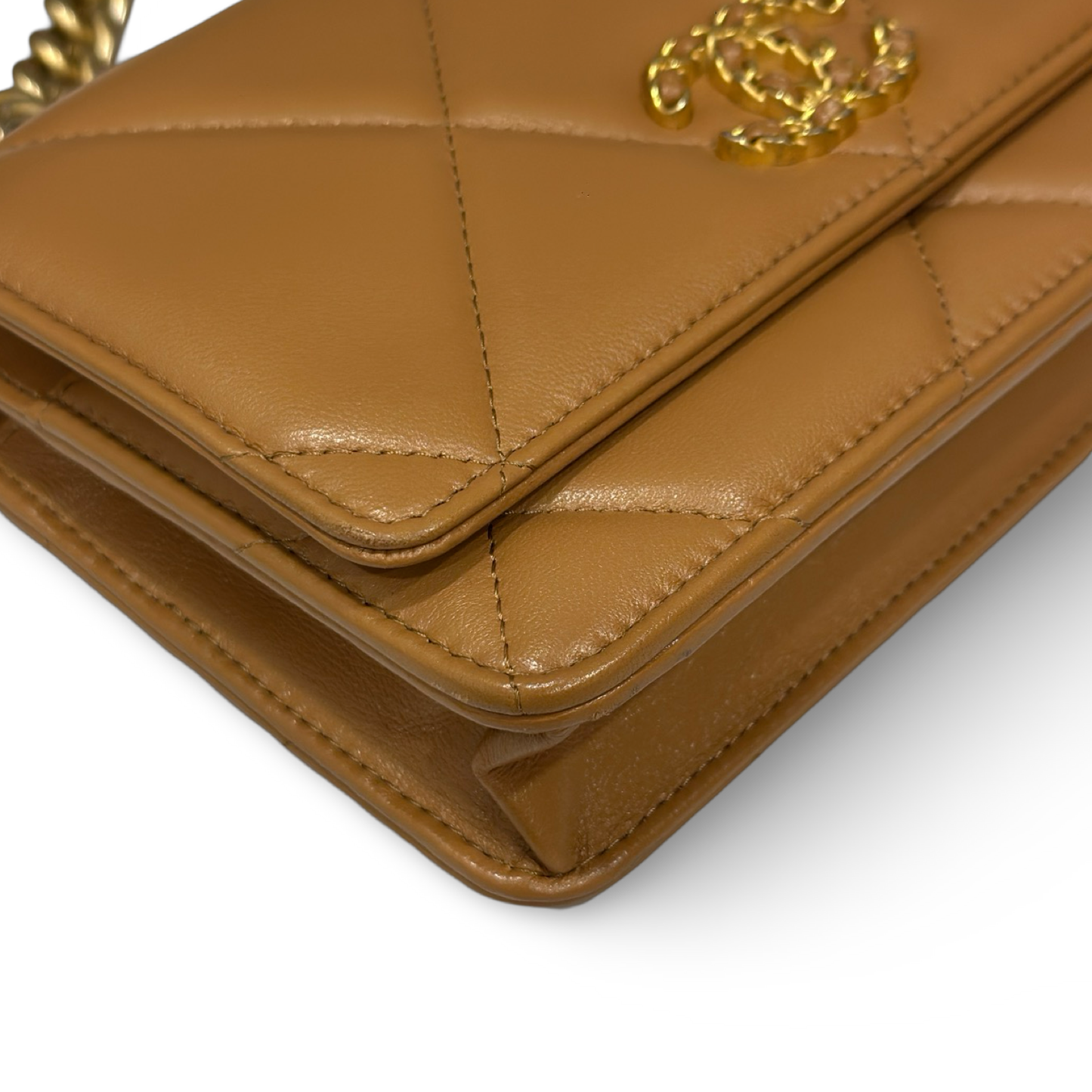 Chanel Quilted Lambskin 19 WOC - Gold and Silver Hardware Caramel