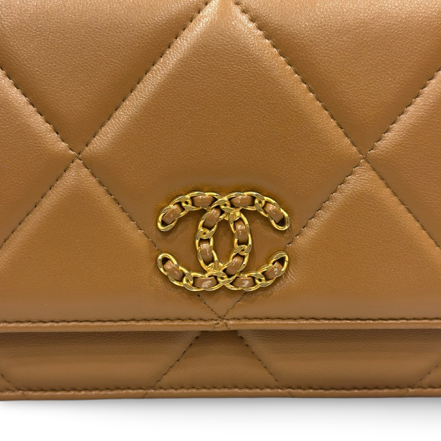 Chanel Quilted Lambskin 19 WOC - Gold and Silver Hardware Caramel