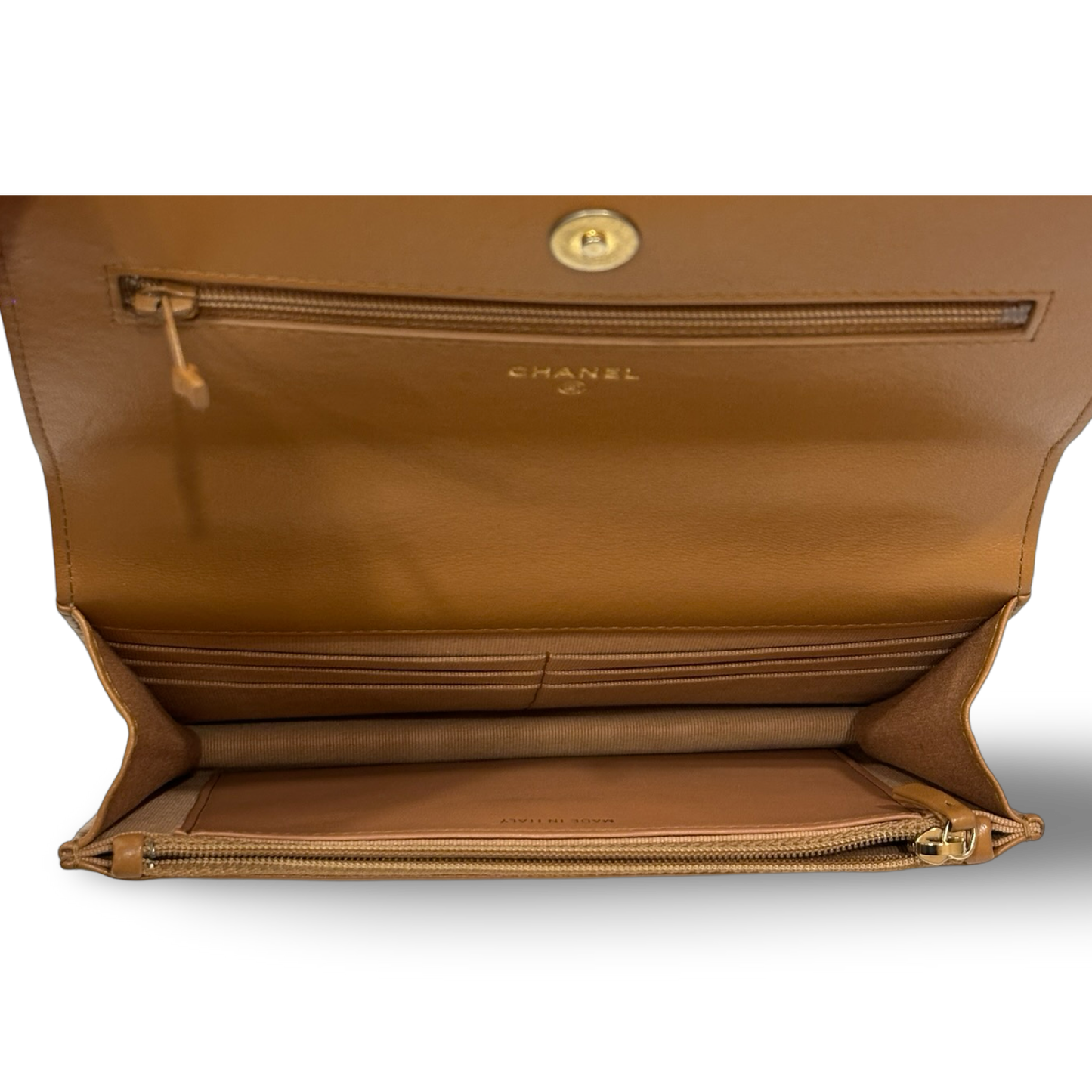 Chanel Quilted Lambskin 19 WOC - Gold and Silver Hardware Caramel