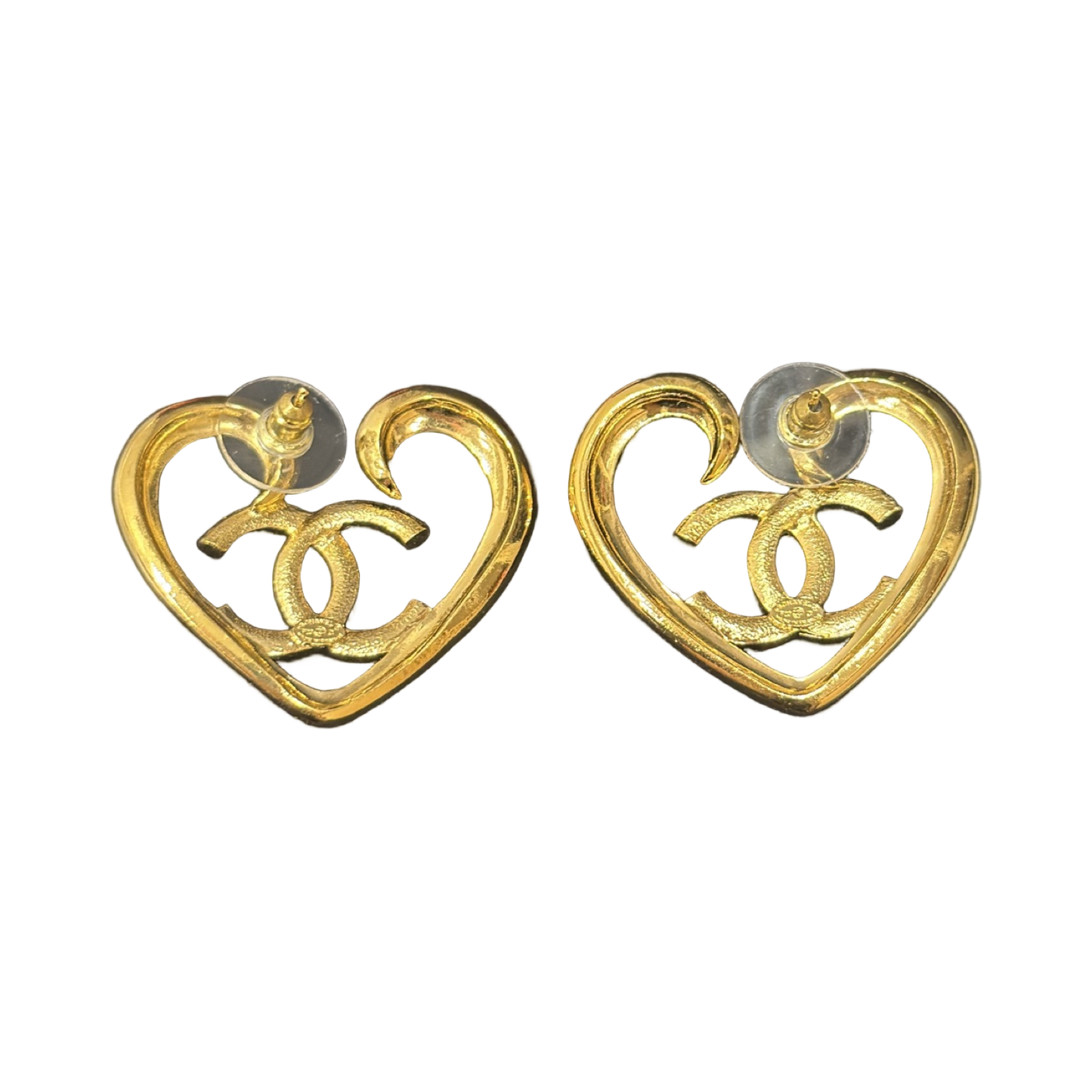 Chanel Heart Earrings - Gold